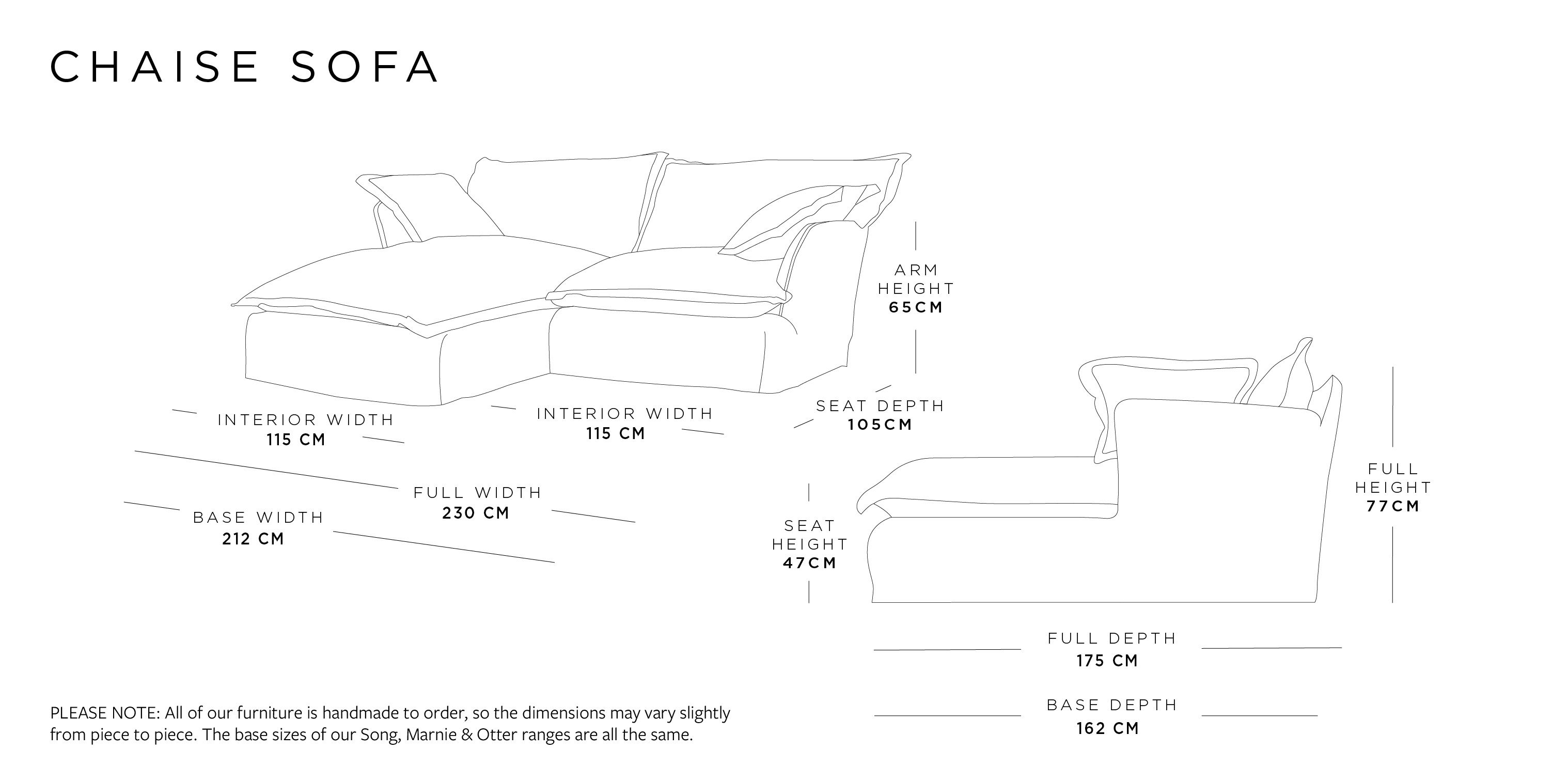 Chaise Sofa | Otter Range Size Guide