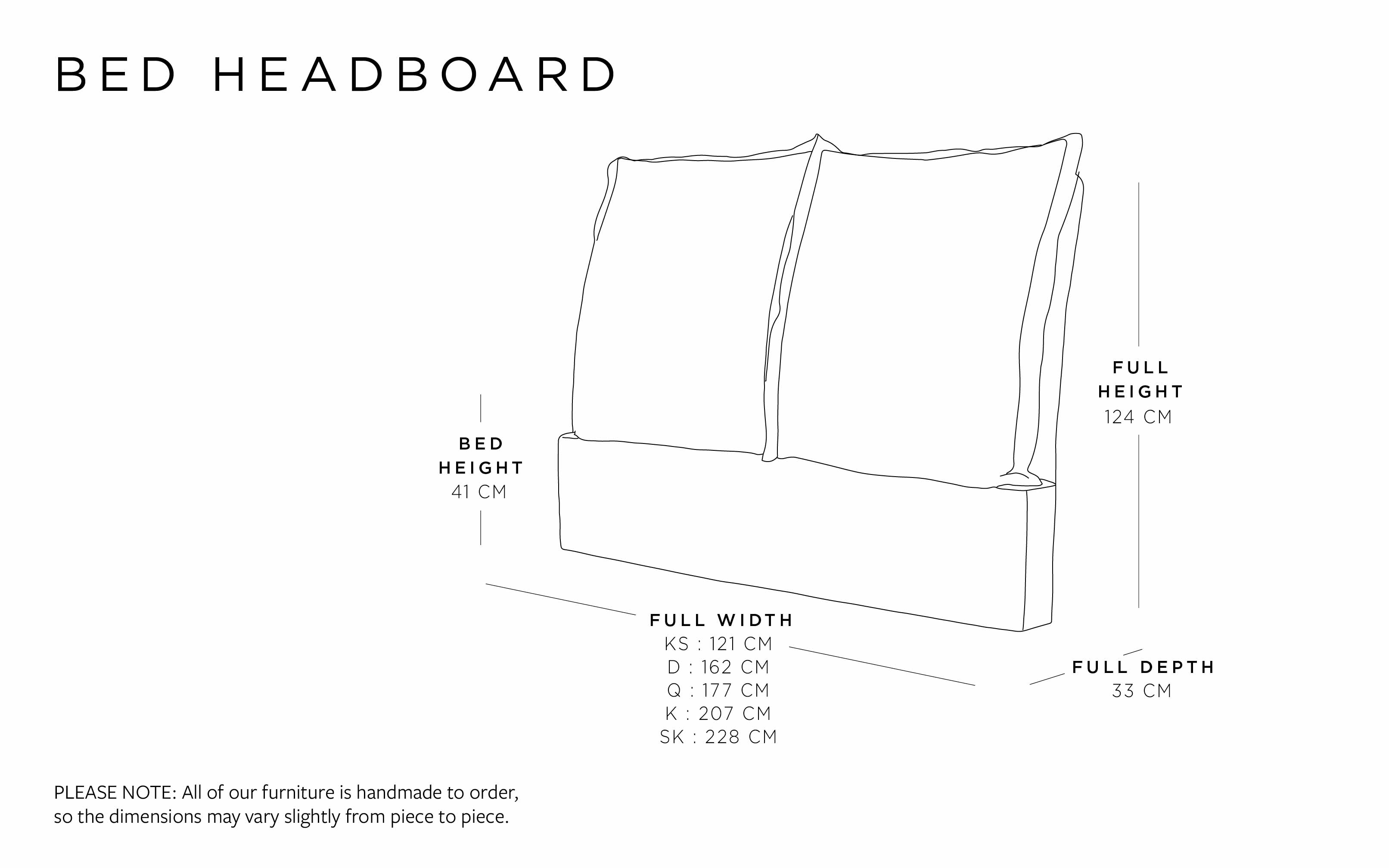 King Single Headboard | Marnie Range Size Guide