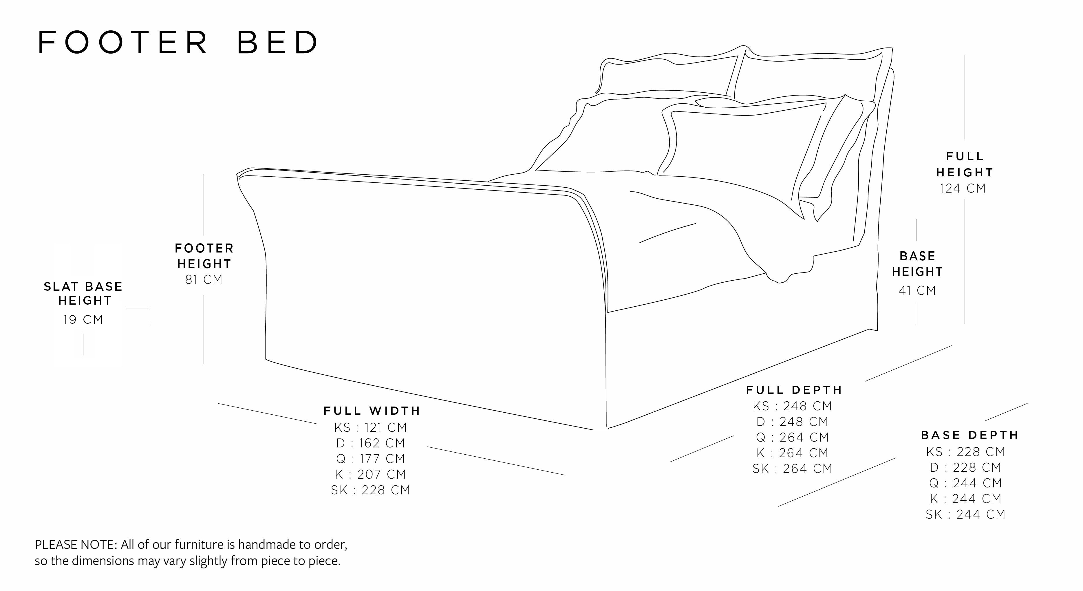 King Footer Bed | Marnie Range Size Guide